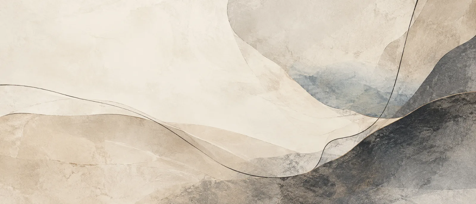 Abstract ink wash evoking soft dunes